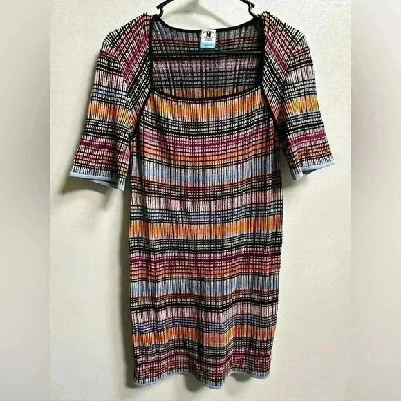 M Missoni Multi-Color Knit Bodycon Sheath Dress Women 12 Luxury Italy Euro Chic - Picture 2 of 11